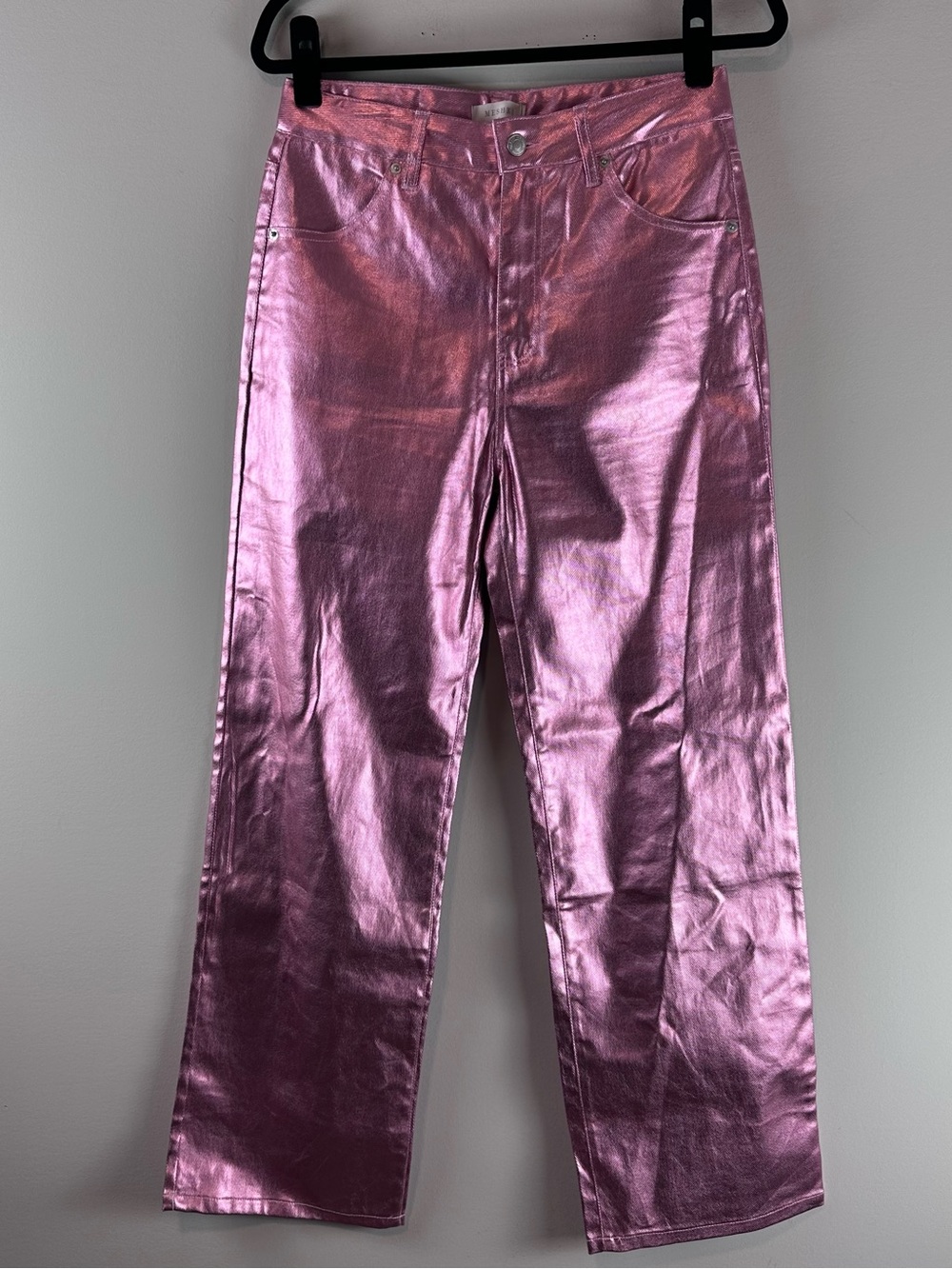 Meshki Minnie Metallic Pink Straight Leg Pants Women Size S